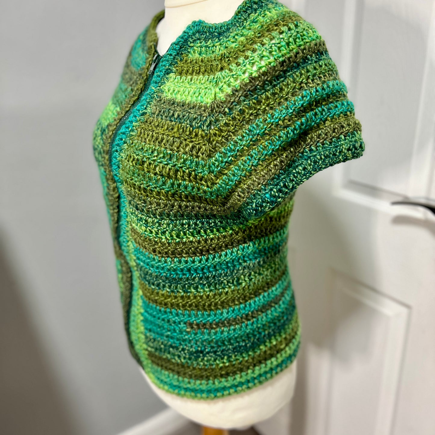 'Lagoon' Green Waistcoat 10-12 UK with Zip front
