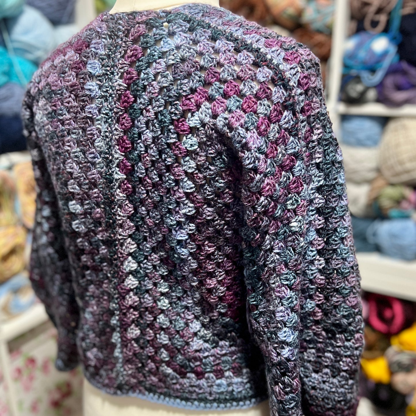 Hexagon Cardigan ‘Midnight Noir' 12-14 UK