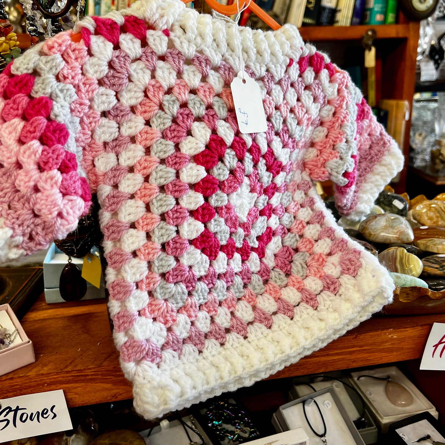 Crochet Baby Jumper - Pink Granny Sqaure