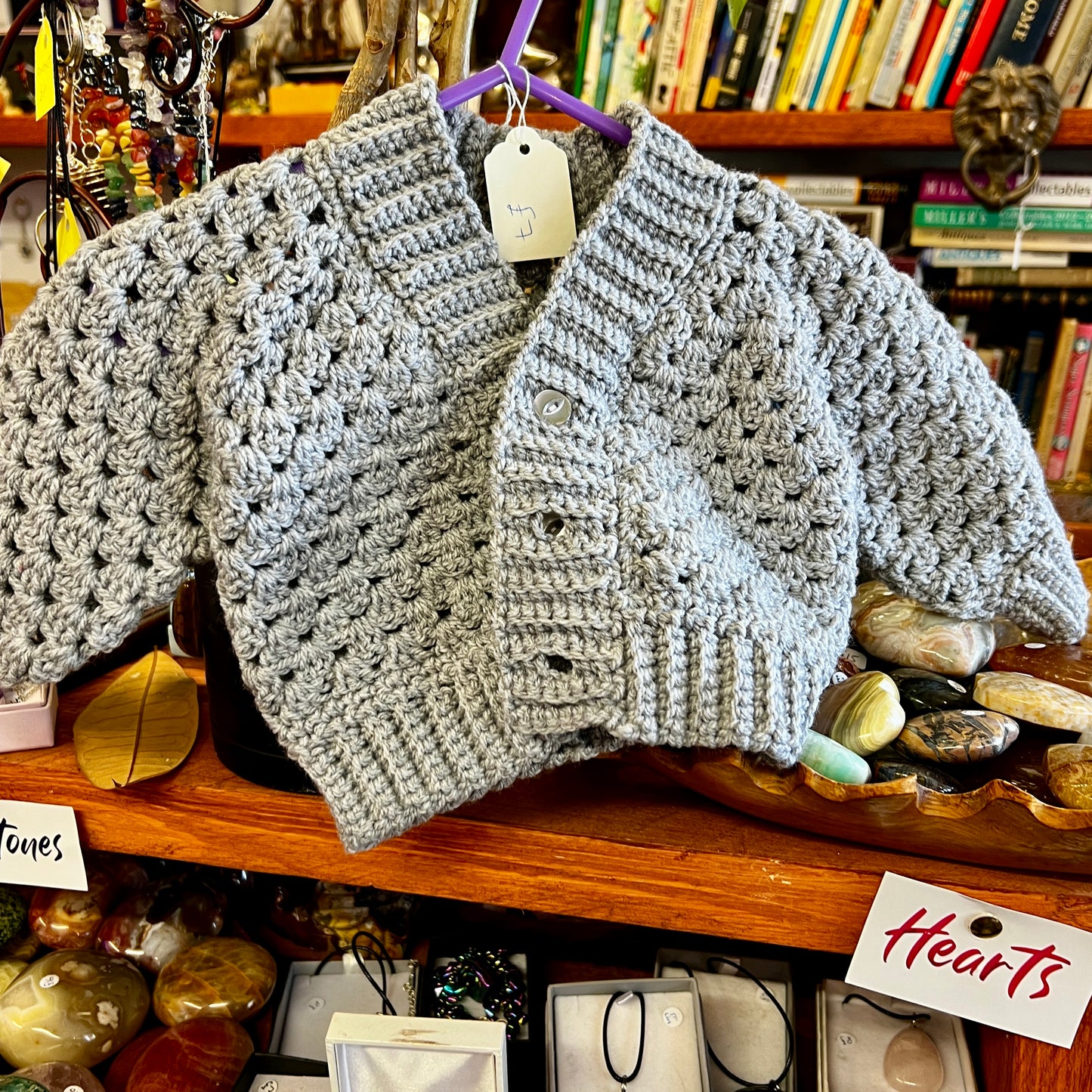 Crochet Baby Cardigan - Grey