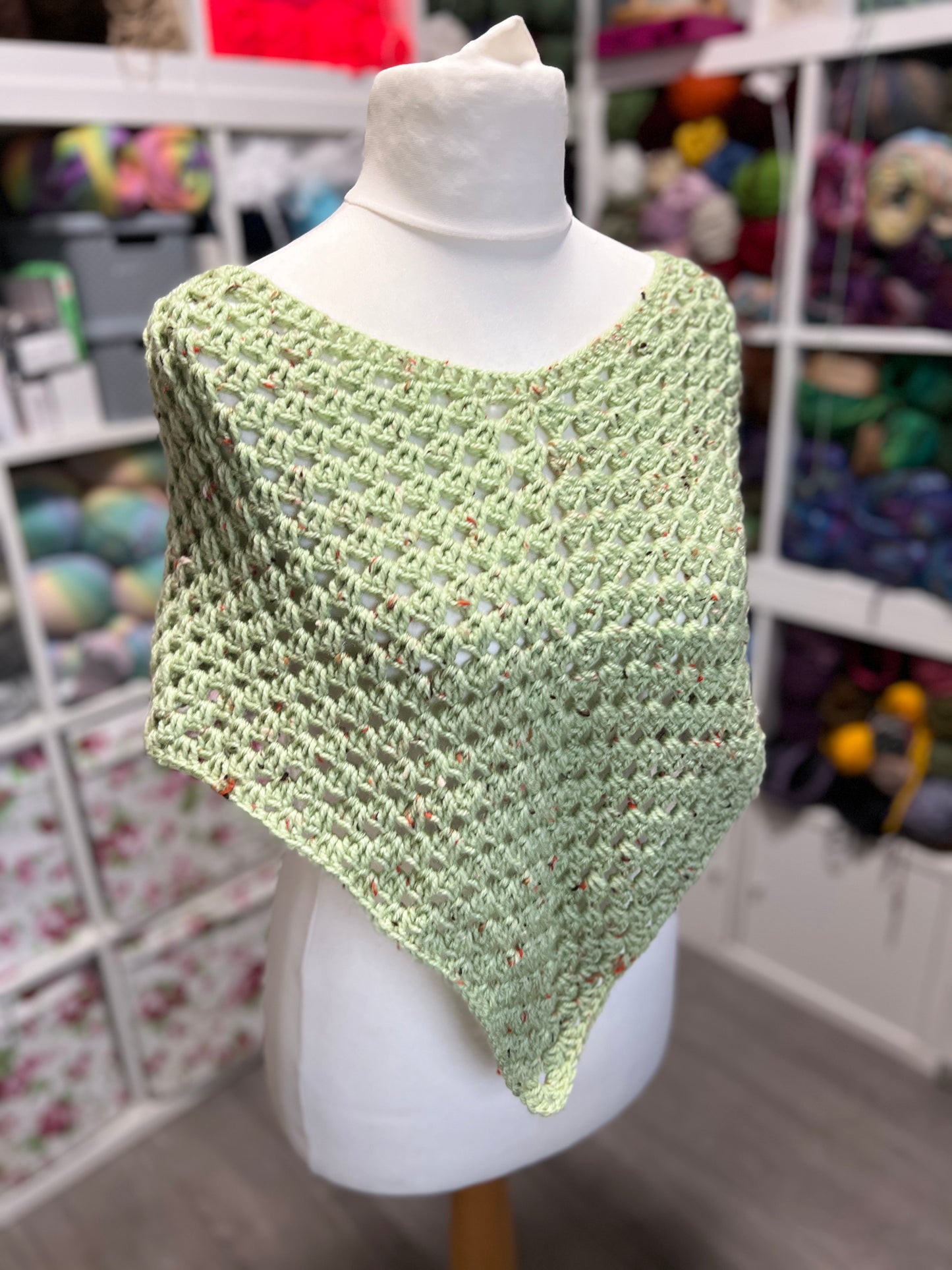 'Lily' Poncho - Medium - Tweed Green