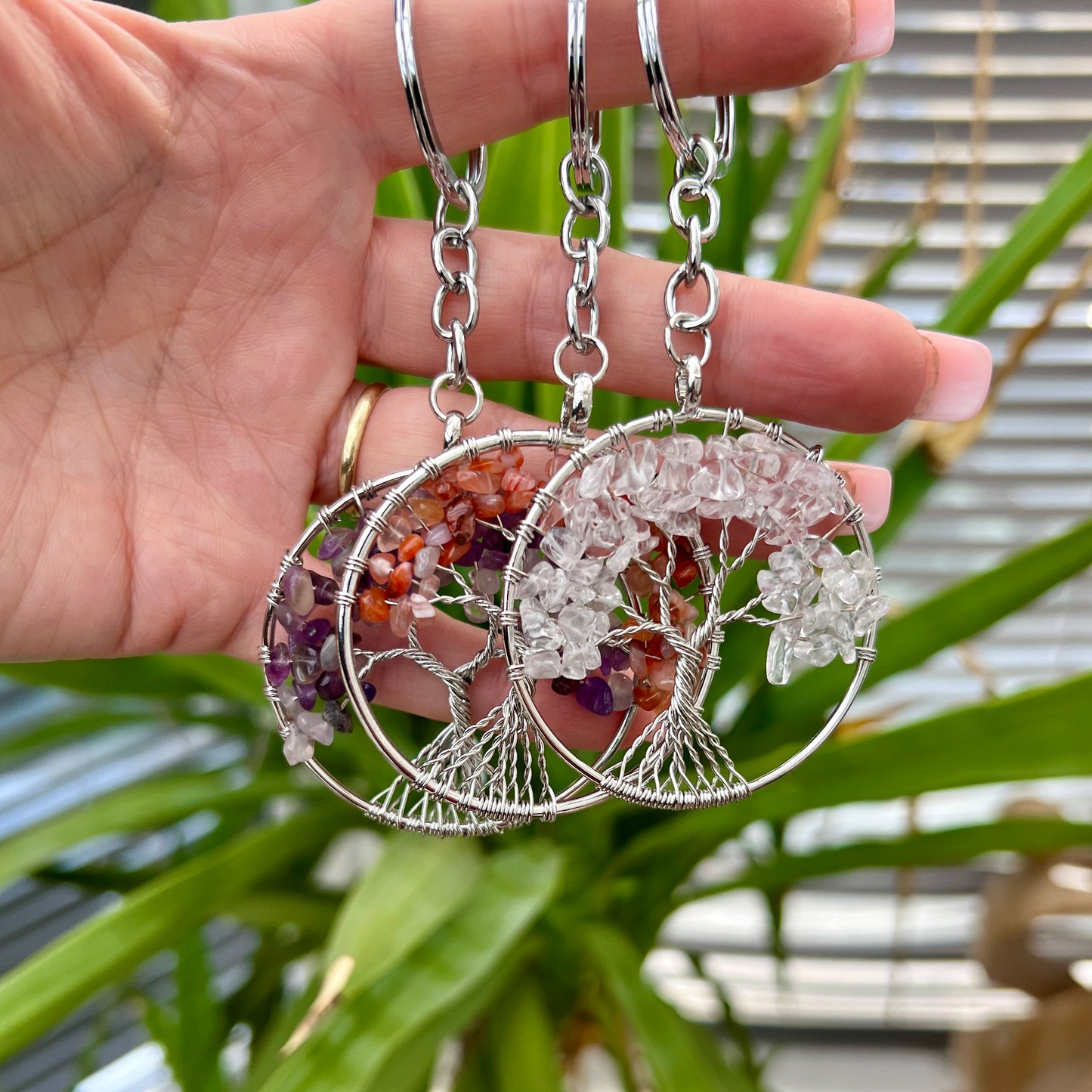 Tree of Life Crystal Key Rings