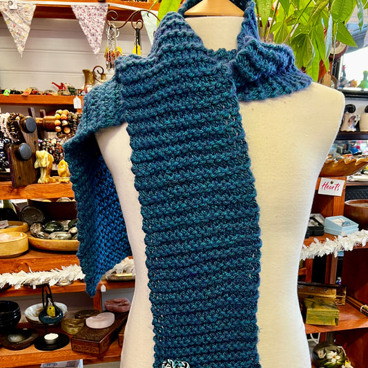 Chunky Blue Knitted Scarf