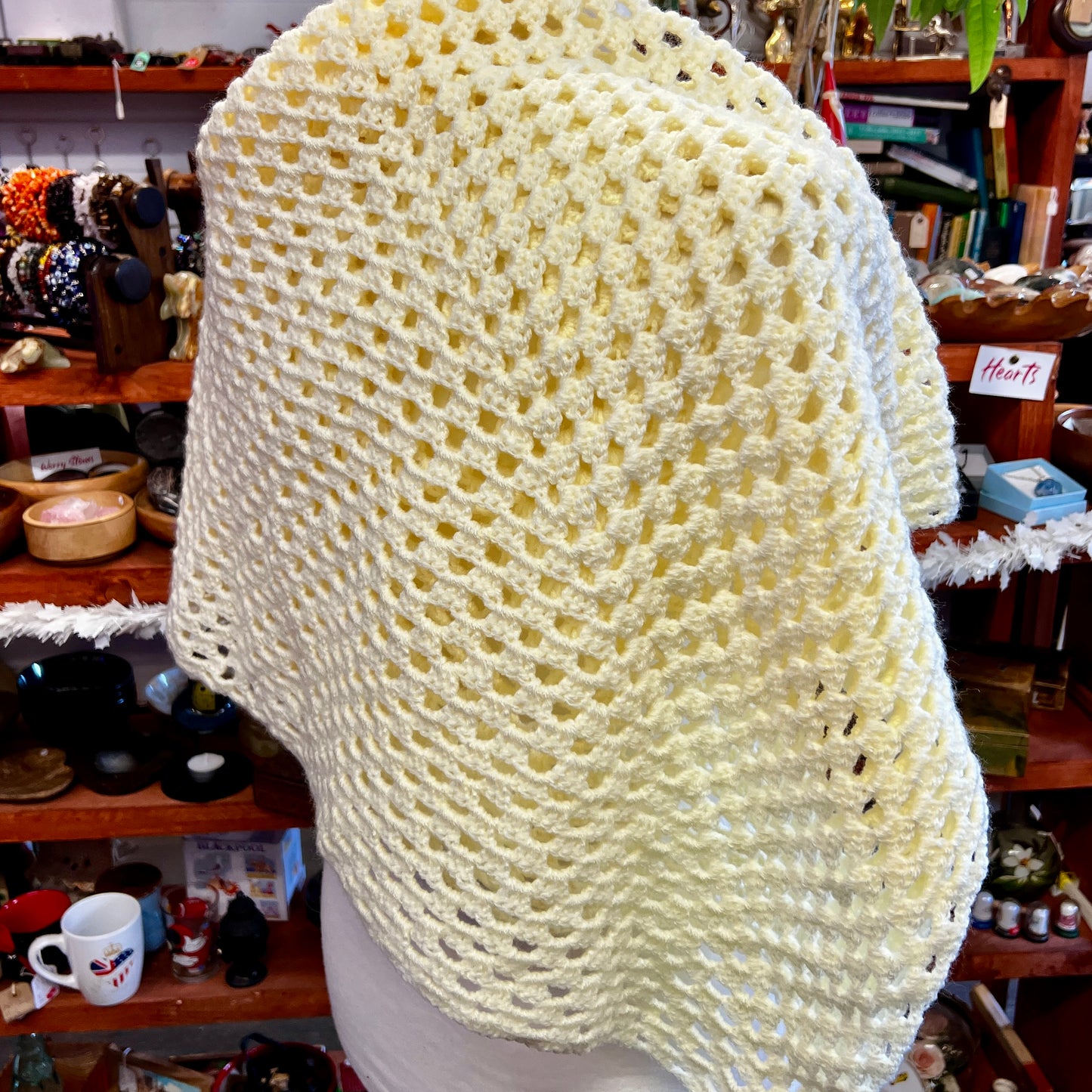 Square Crochet Baby Blanket - Pale Yellow