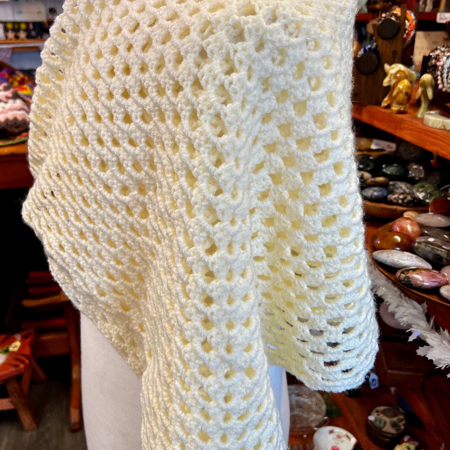 Square Crochet Baby Blanket - Pale Yellow