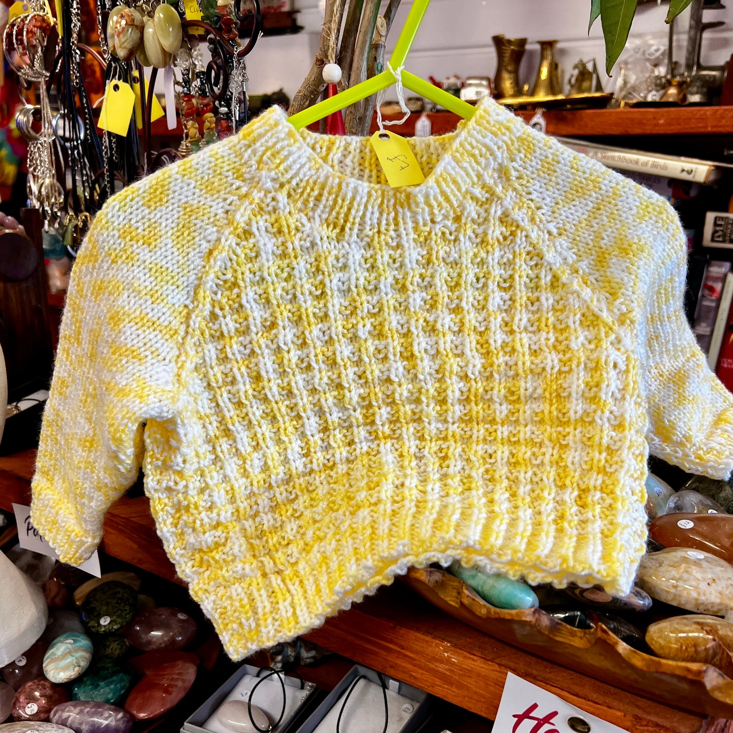 Knitted Baby Jumper - Yellow/White