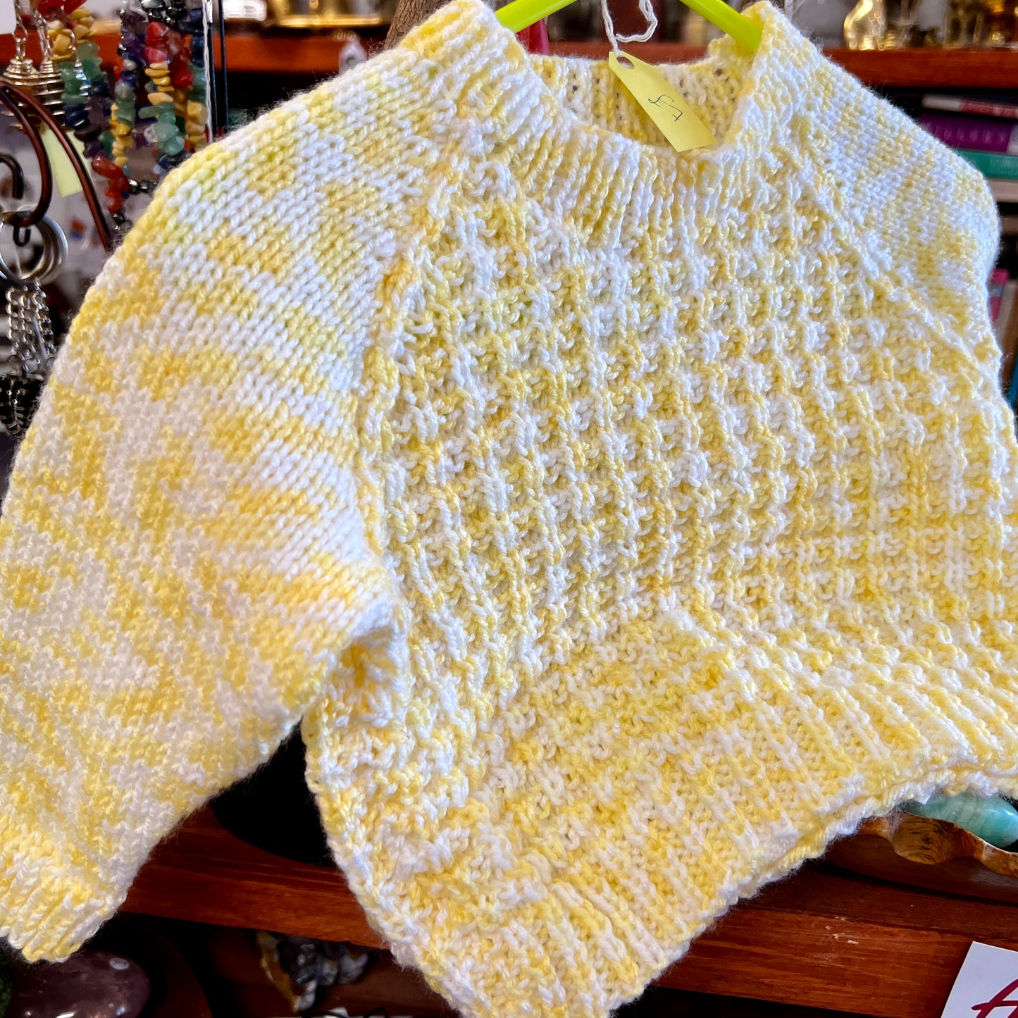 Knitted Baby Jumper - Yellow/White