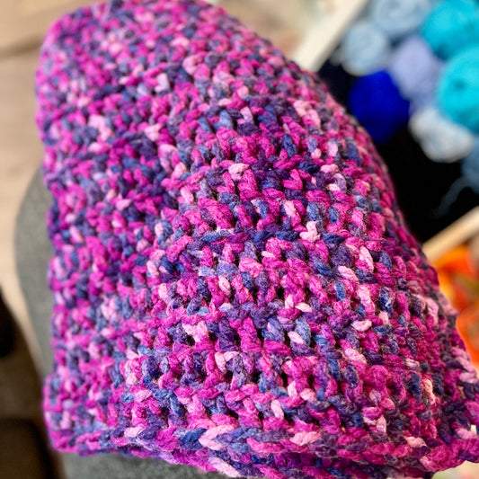 Chunky Lap Crochet Blanket - Purple