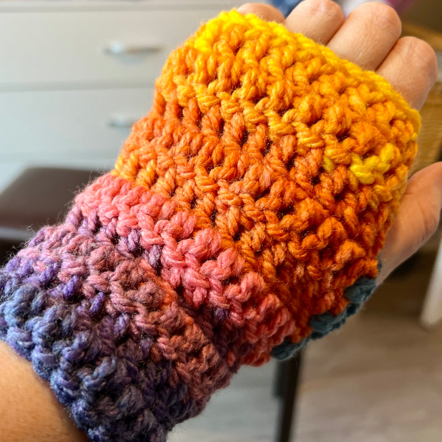 Crochet Fingerless Gloves / Wrist Warmers - Brights