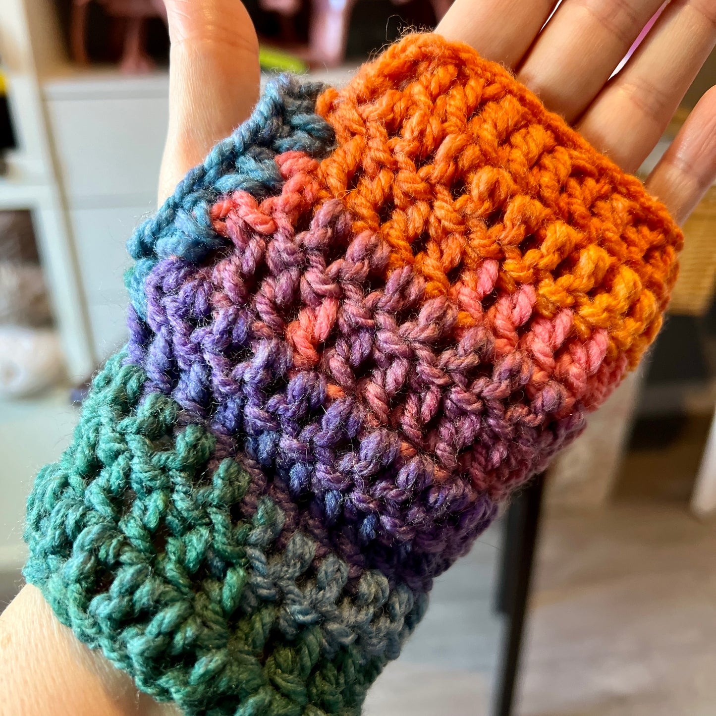 Crochet Fingerless Gloves / Wrist Warmers - Brights