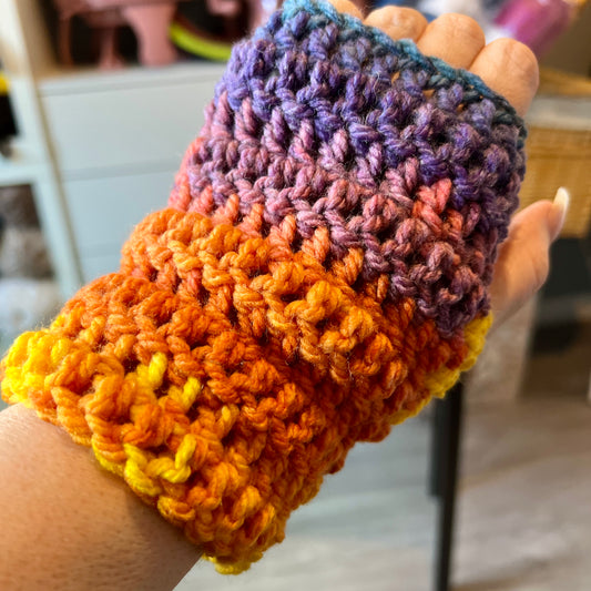 Crochet Fingerless Gloves / Wrist Warmers - Multi