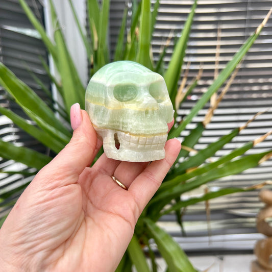 Pistachio Calcite Skull