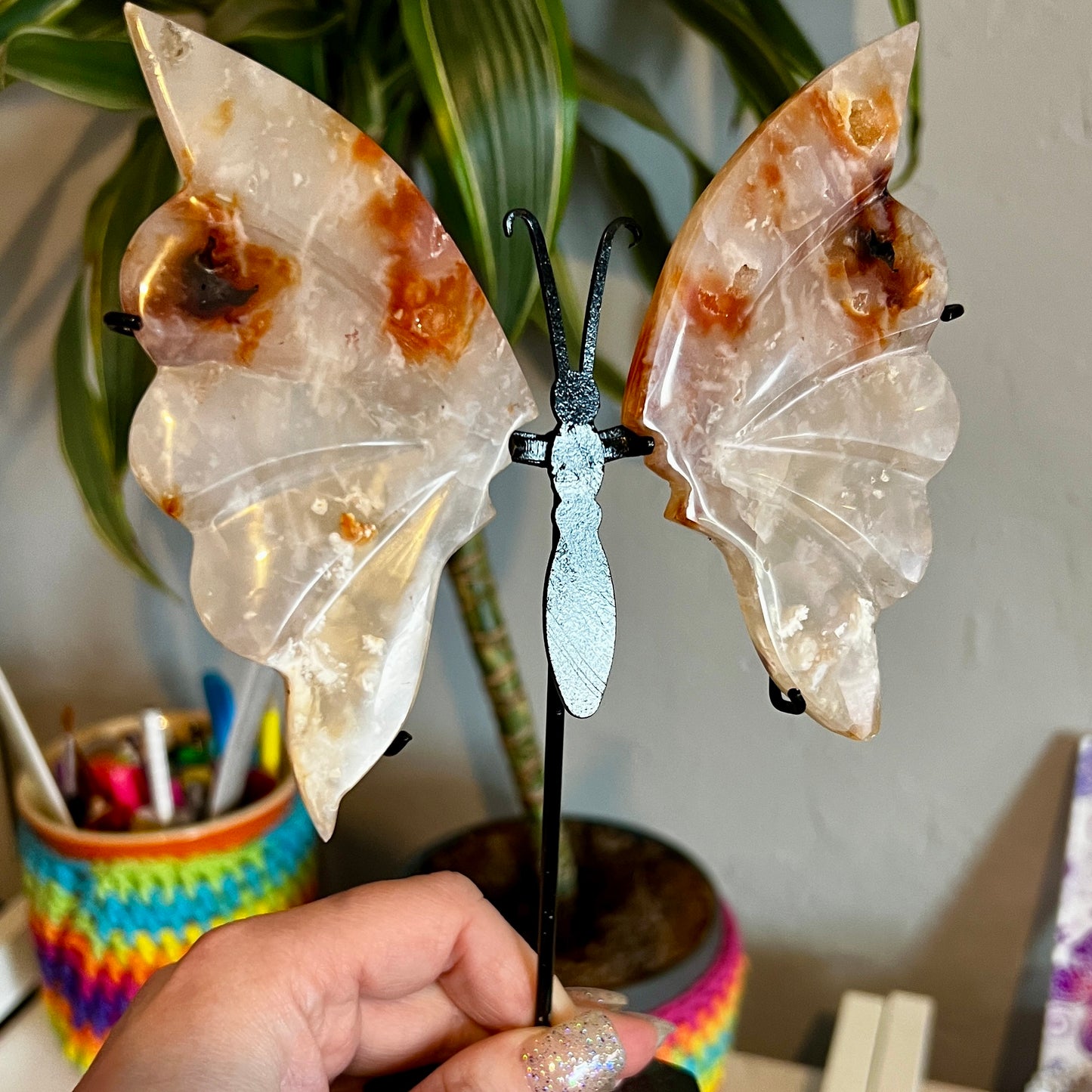 Carnelian Butterfly Carving on stand