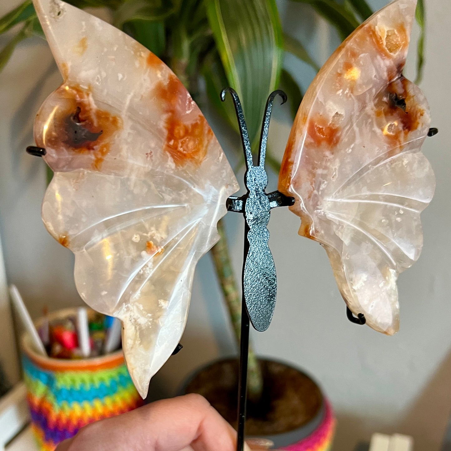 Carnelian Butterfly Carving on stand