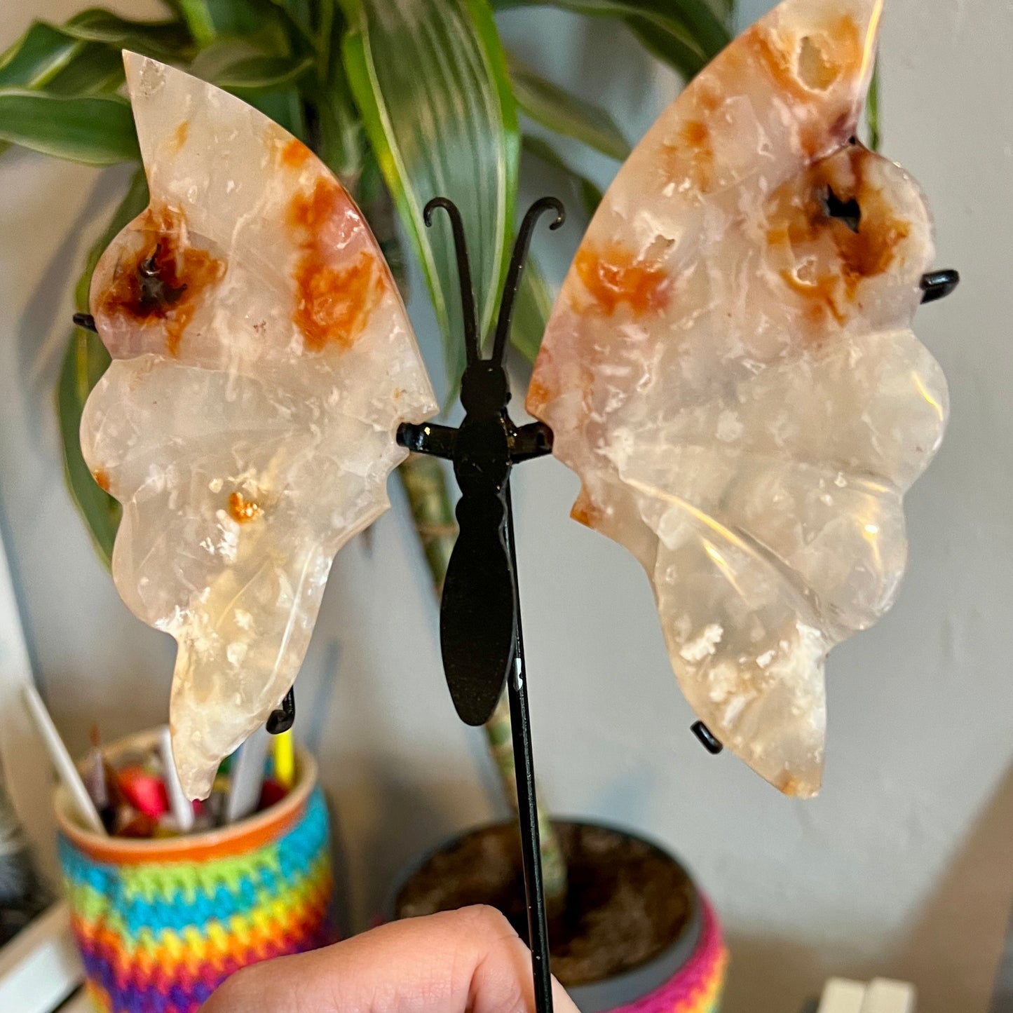 Carnelian Butterfly Carving on stand