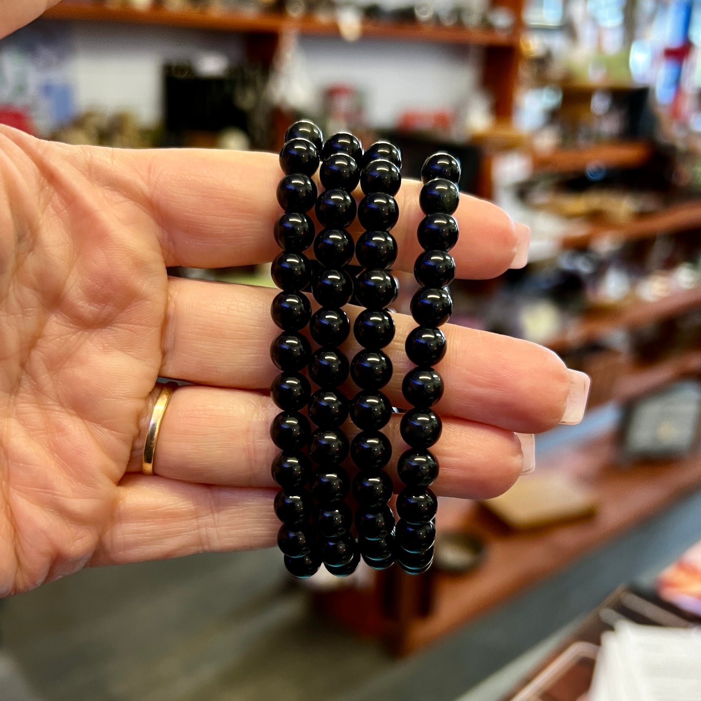 Black Obsidian Small Bead Bracelets