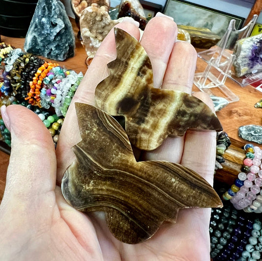 Chocolate Calcite Butterfly Carvings