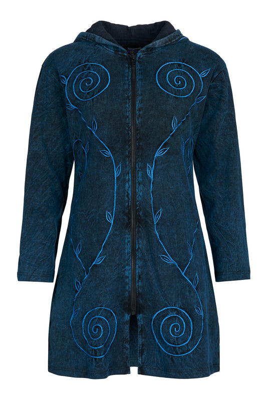 Long Pixie Hooded Jacket Coat - Blue