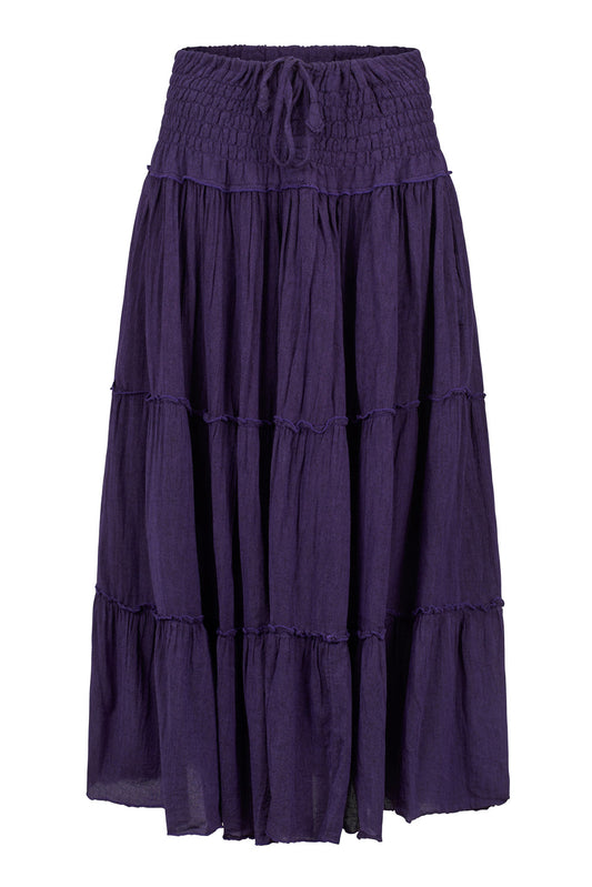 Purple Tiered Maxi Skirt