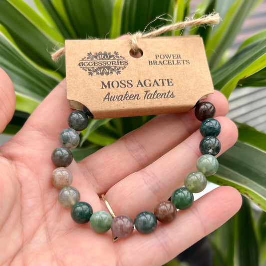 Moss Agate Bead Bracelets